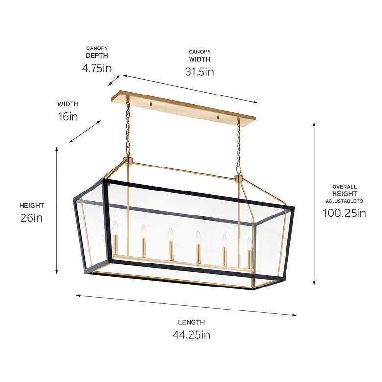 Image 7 Delvin 44 1/4"W Bronze and Black 6-Light Linear Chandelier more views
