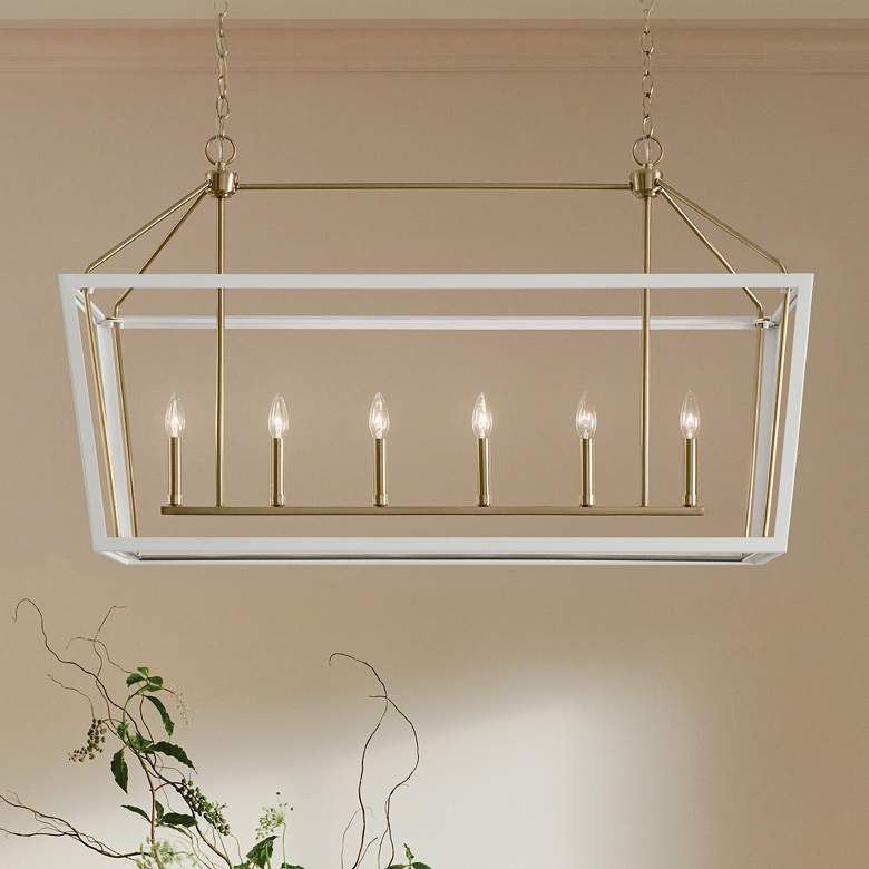 Image 1 Delvin 44 1/4"W Champagne Bronze 6-Light Linear Chandelier