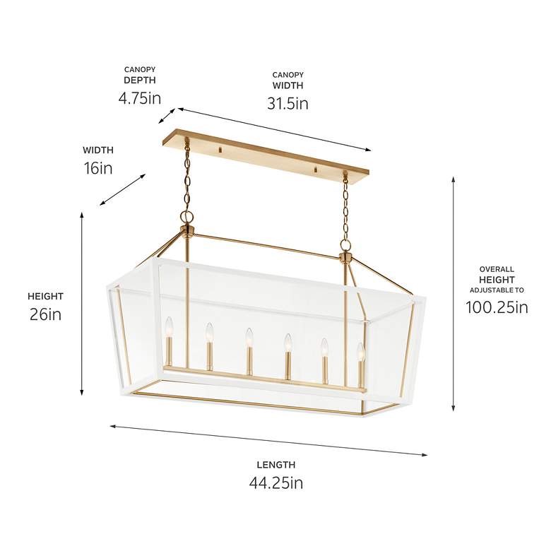 Image 6 Delvin 44 1/4"W Champagne Bronze 6-Light Linear Chandelier more views