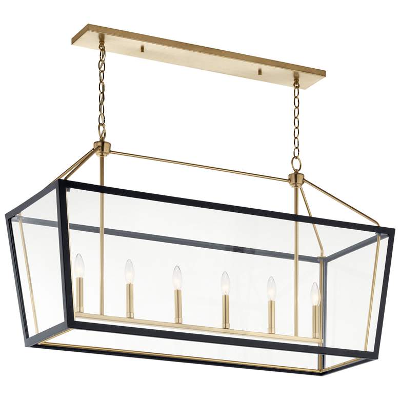 Image 1 Delvin 44 Inch 6 Light Linear Chandelier in Champagne Bronze and Black