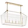 Delvin 44 Inch 6 Light Linear Chandelier in Champagne Bronze and White
