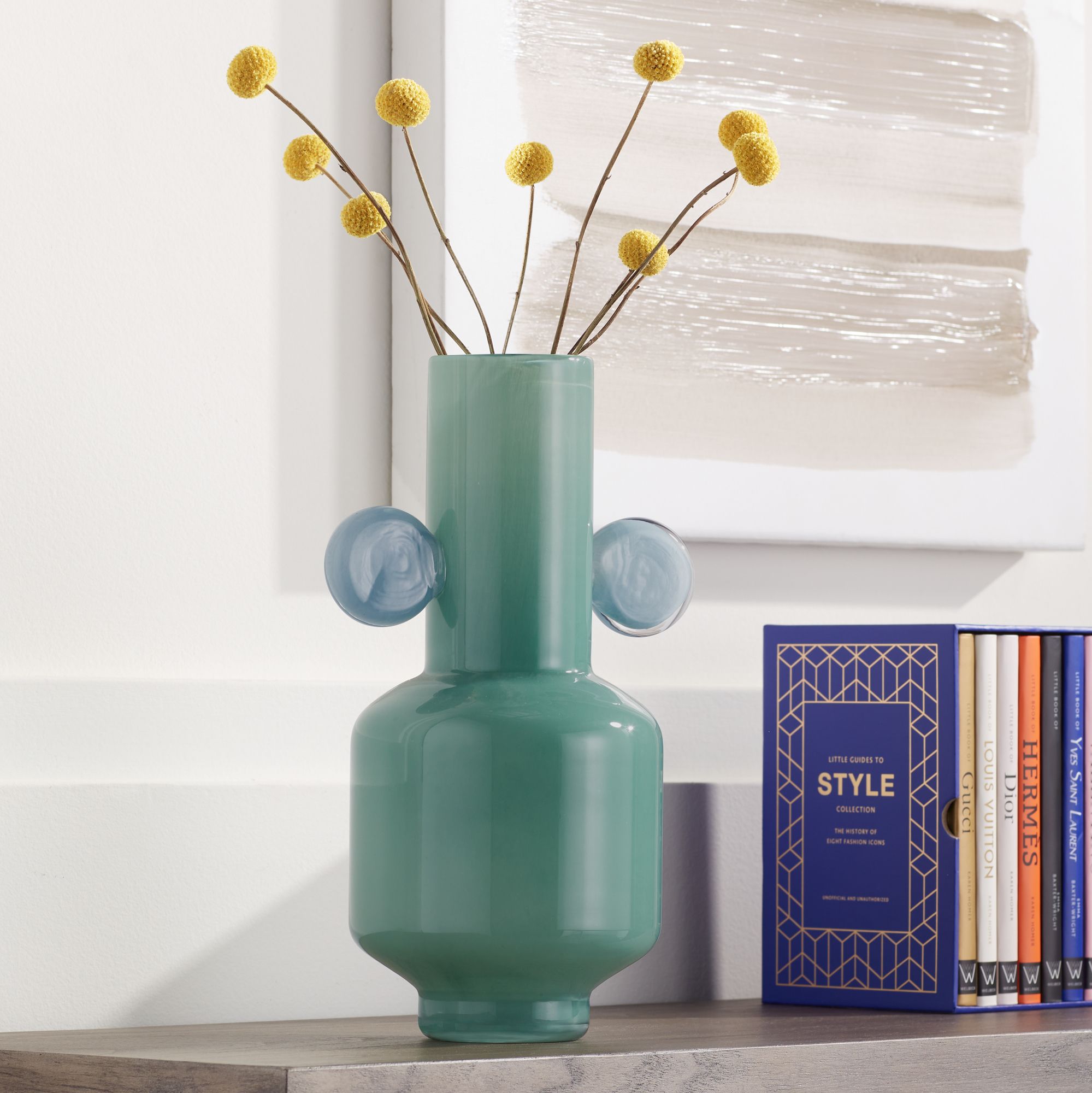 Delvin Blue Green and Pink Pastels Glass 3-Piece Decorative Vase Set