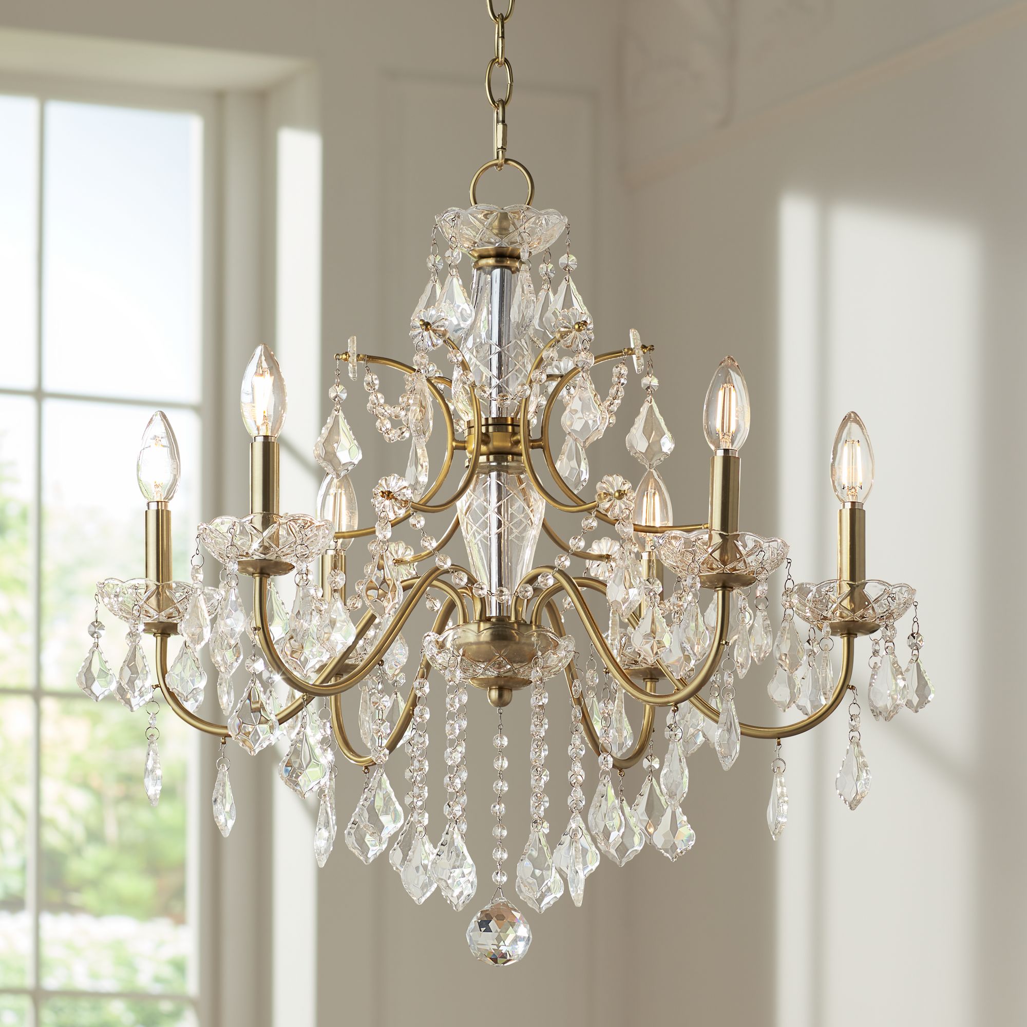 Medium 23 30 In. Wide Crystal Chandeliers Lamps Plus