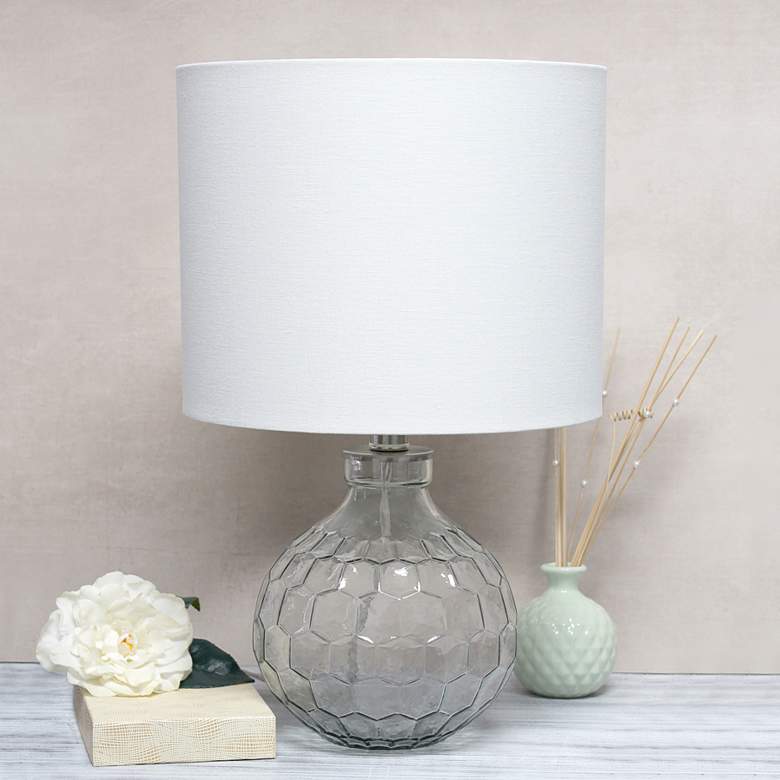 Image 1 Demare 17 3/4 inchH Clear Honeycomb Glass Accent Table Lamp