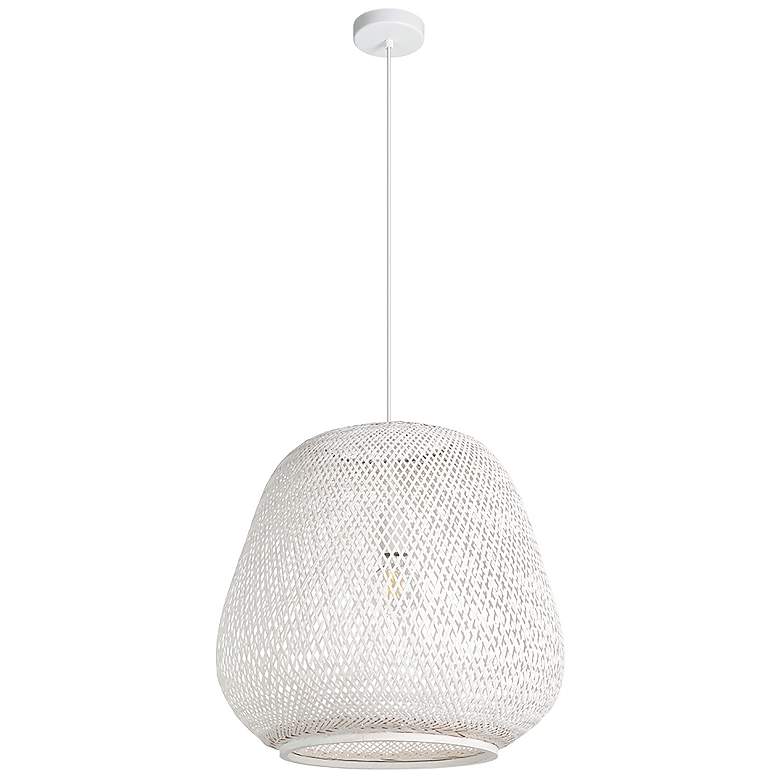 Image 1 Dembleby 20" Wide White Pendant With White Bamboo Shade