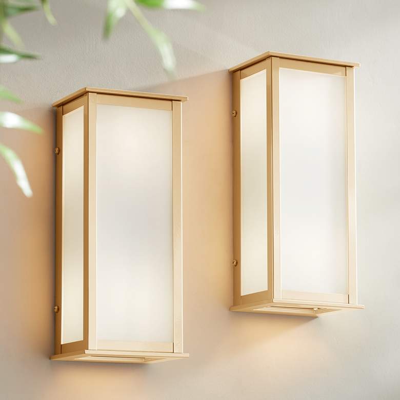 Image 1 Demeter 12 3/4 inch High Warm Gold Outdoor Wall Light Set of 2