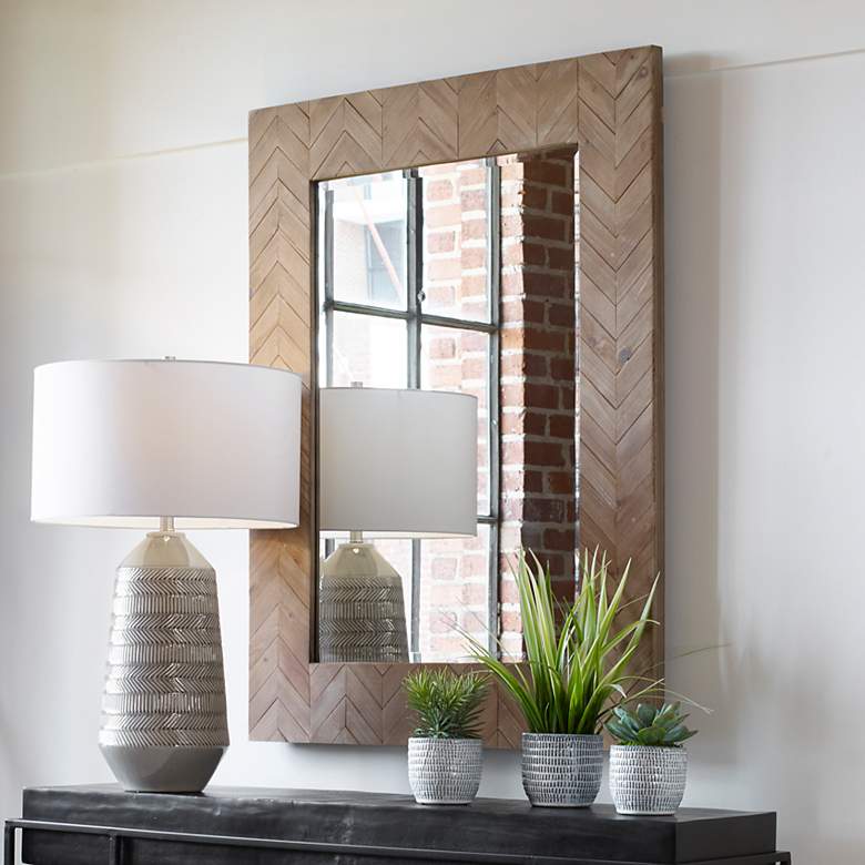 Image 1 Demetria Light Gray 35" x 47" Rectangular Wall Mirror