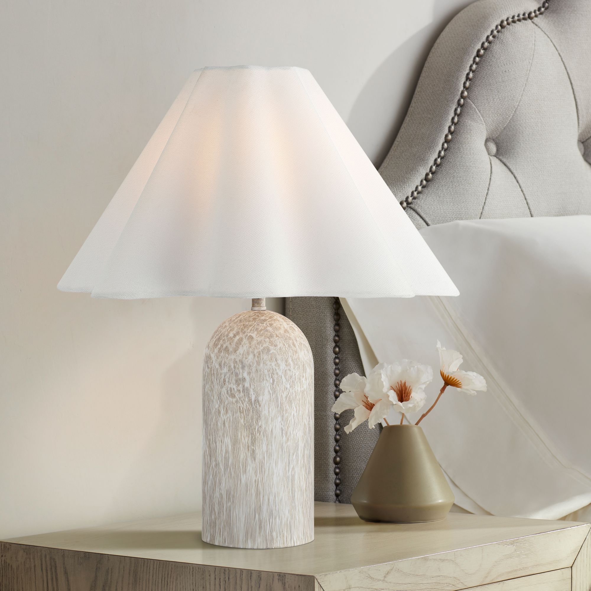 Demi 17 3/4" High Marbleized Beige Metal Accent Table Lamp Set of 2