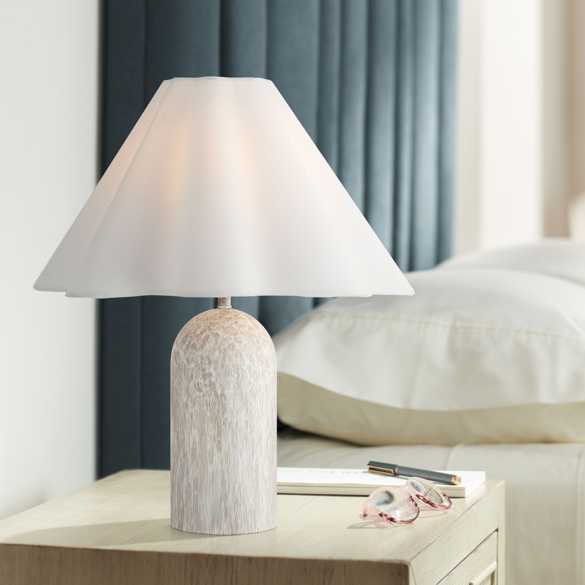 Demi 17 3/4" High Marbleized Beige Metal Accent Table Lamp with Dimmer