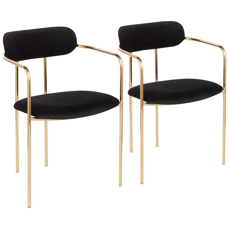 Image 1 Demi Contemporary Chair in Gold Metal and Black Velvet By LumiSource - Pair