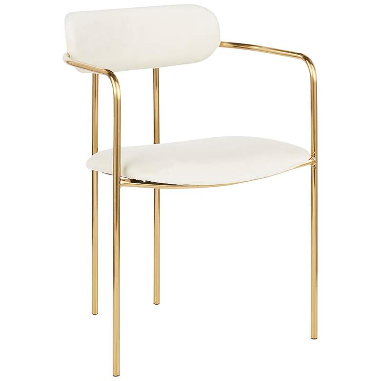 Image 2 Demi Contemporary Chair in Gold Metal and Cream Velvet by LumiSource Pair more views