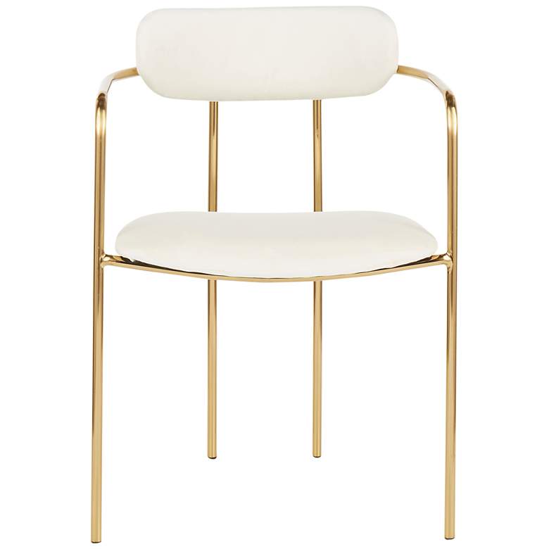 Image 6 Demi Contemporary Chair in Gold Metal and Cream Velvet by LumiSource Pair more views