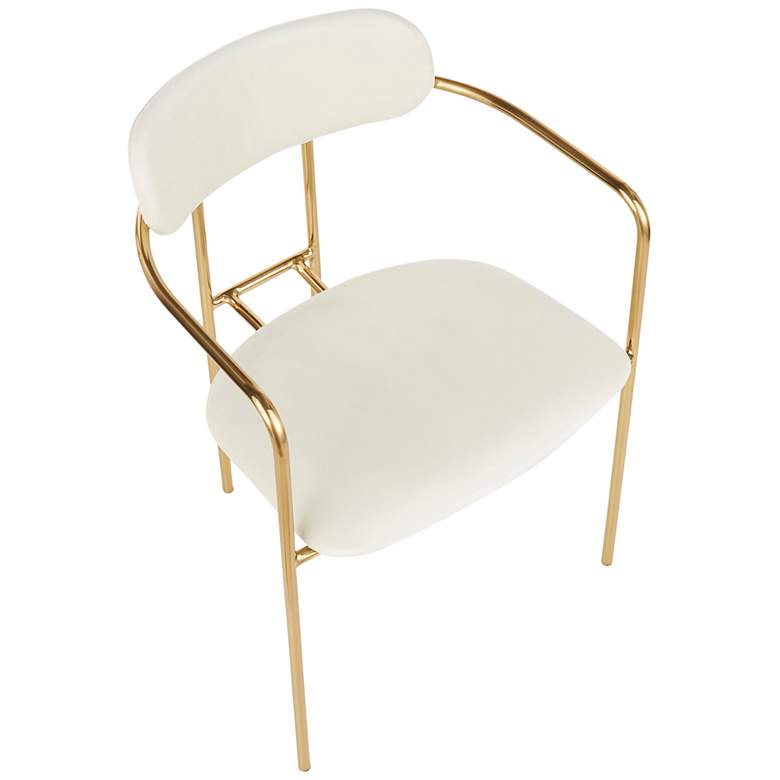 Image 7 Demi Contemporary Chair in Gold Metal and Cream Velvet by LumiSource Pair more views