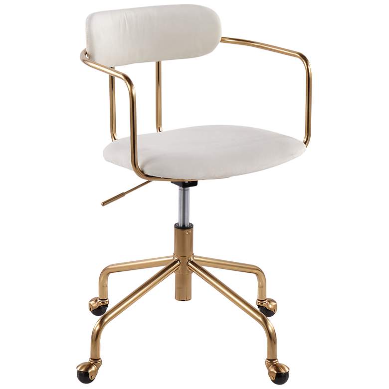 Image 2 Demi Cream Velvet Fabric Adjustable Swivel Office Chair