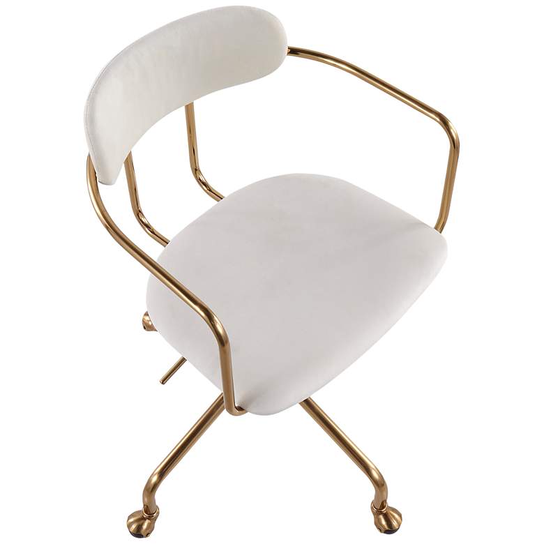 Image 6 Demi Cream Velvet Fabric Adjustable Swivel Office Chair more views