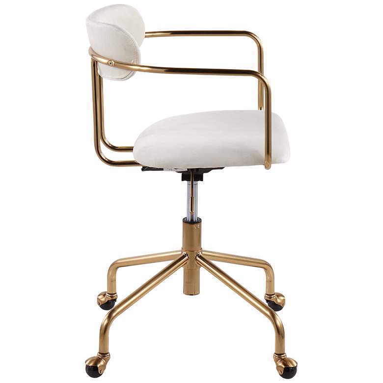 Image 7 Demi Cream Velvet Fabric Adjustable Swivel Office Chair more views