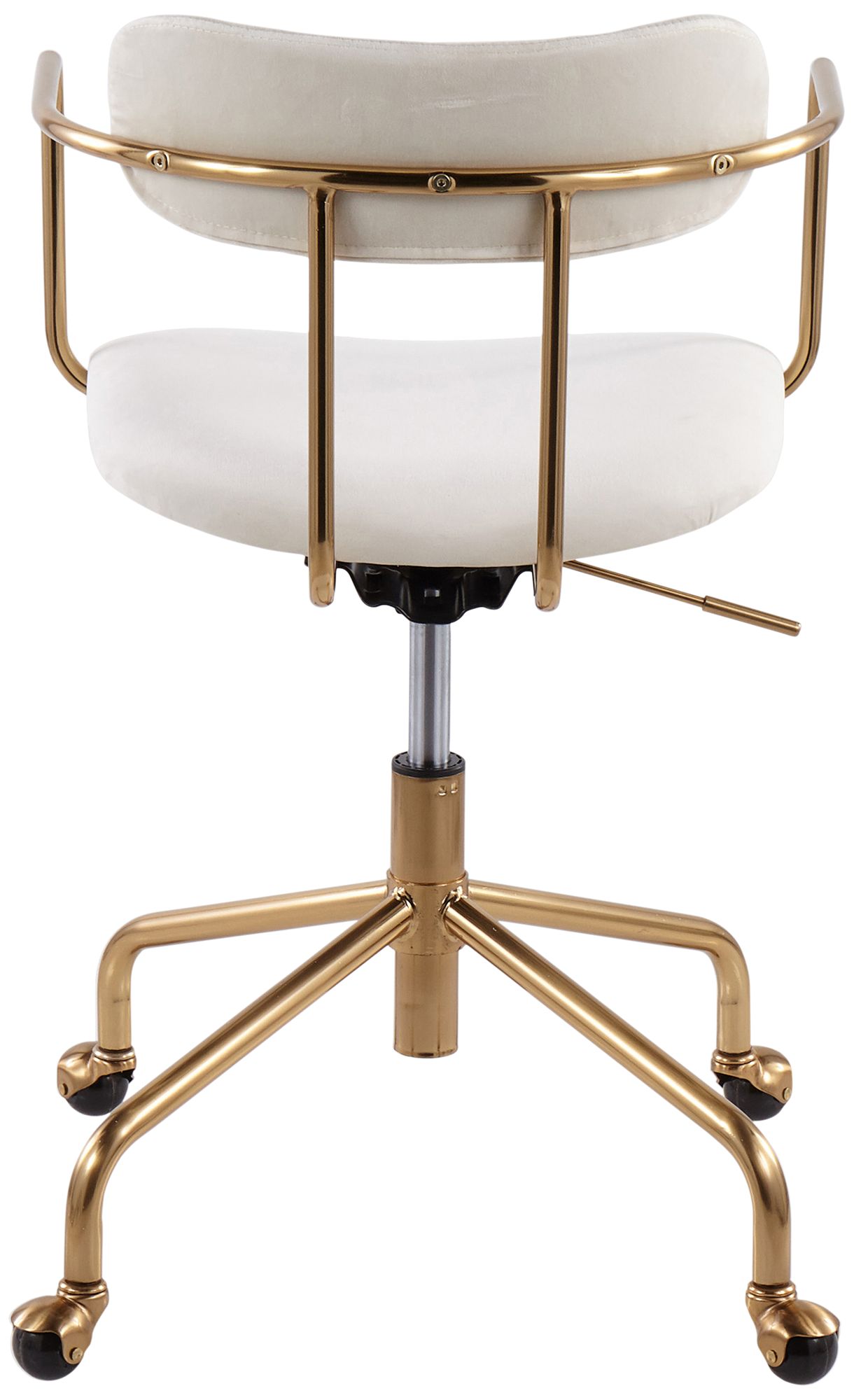 Demi Cream Velvet Fabric Adjustable Swivel Office Chair