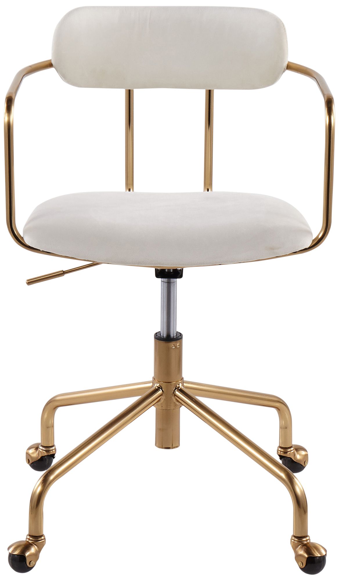 Demi Cream Velvet Fabric Adjustable Swivel Office Chair