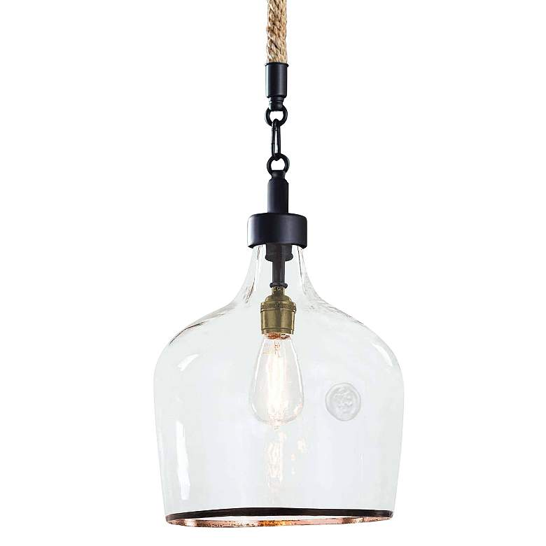 Image 2 Demi John 10" Wide Black and Clear Glass Mini Pendant