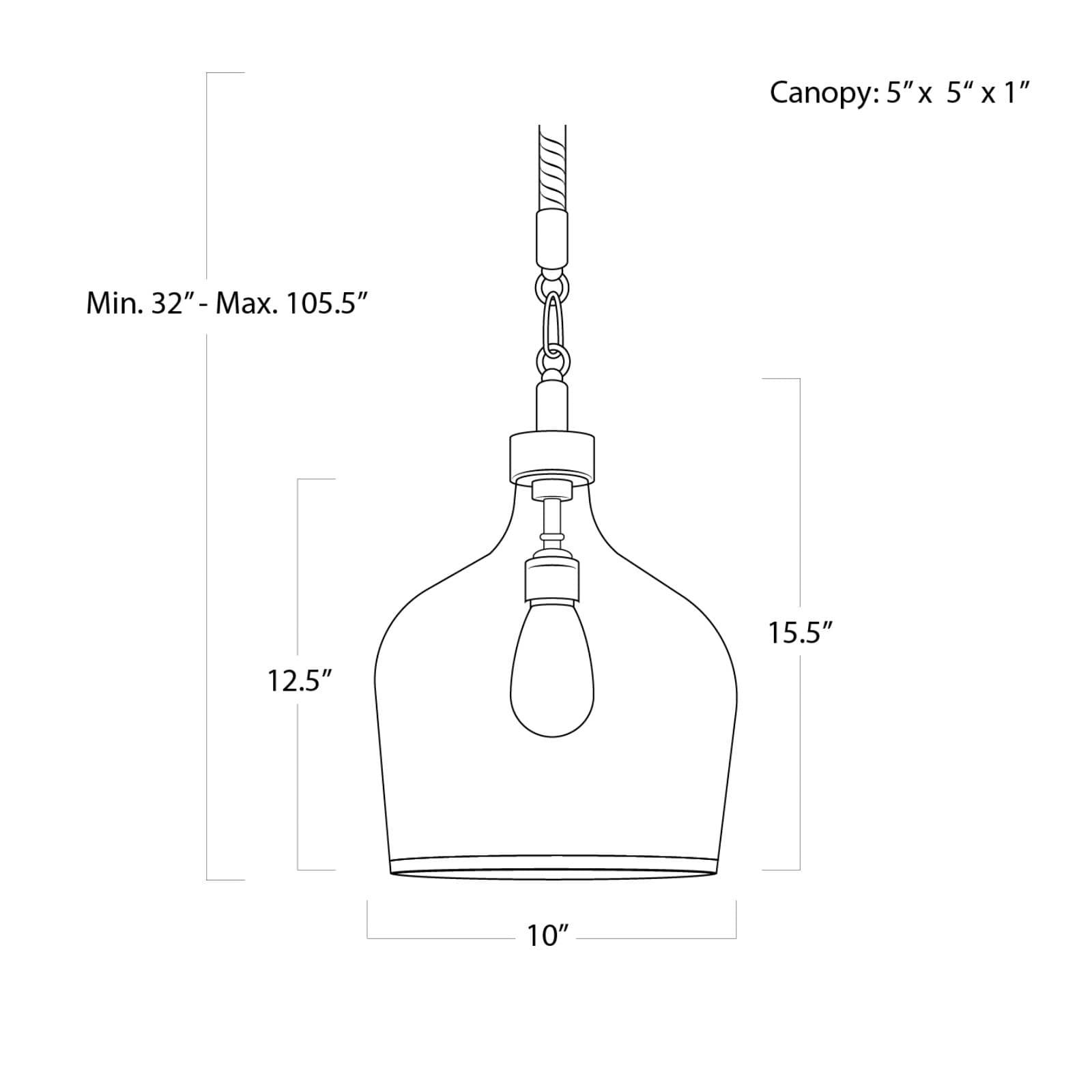 Demi John 10" Wide Black and Clear Glass Mini Pendant