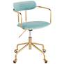 Demi Light Blue Velvet Fabric Adjustable Swivel Office Chair