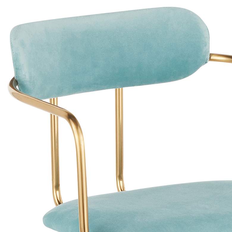 Image 3 Demi Light Blue Velvet Fabric Adjustable Swivel Office Chair more views