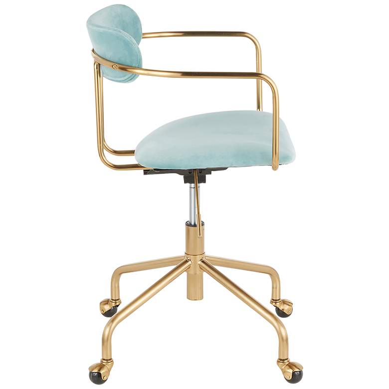 Image 7 Demi Light Blue Velvet Fabric Adjustable Swivel Office Chair more views