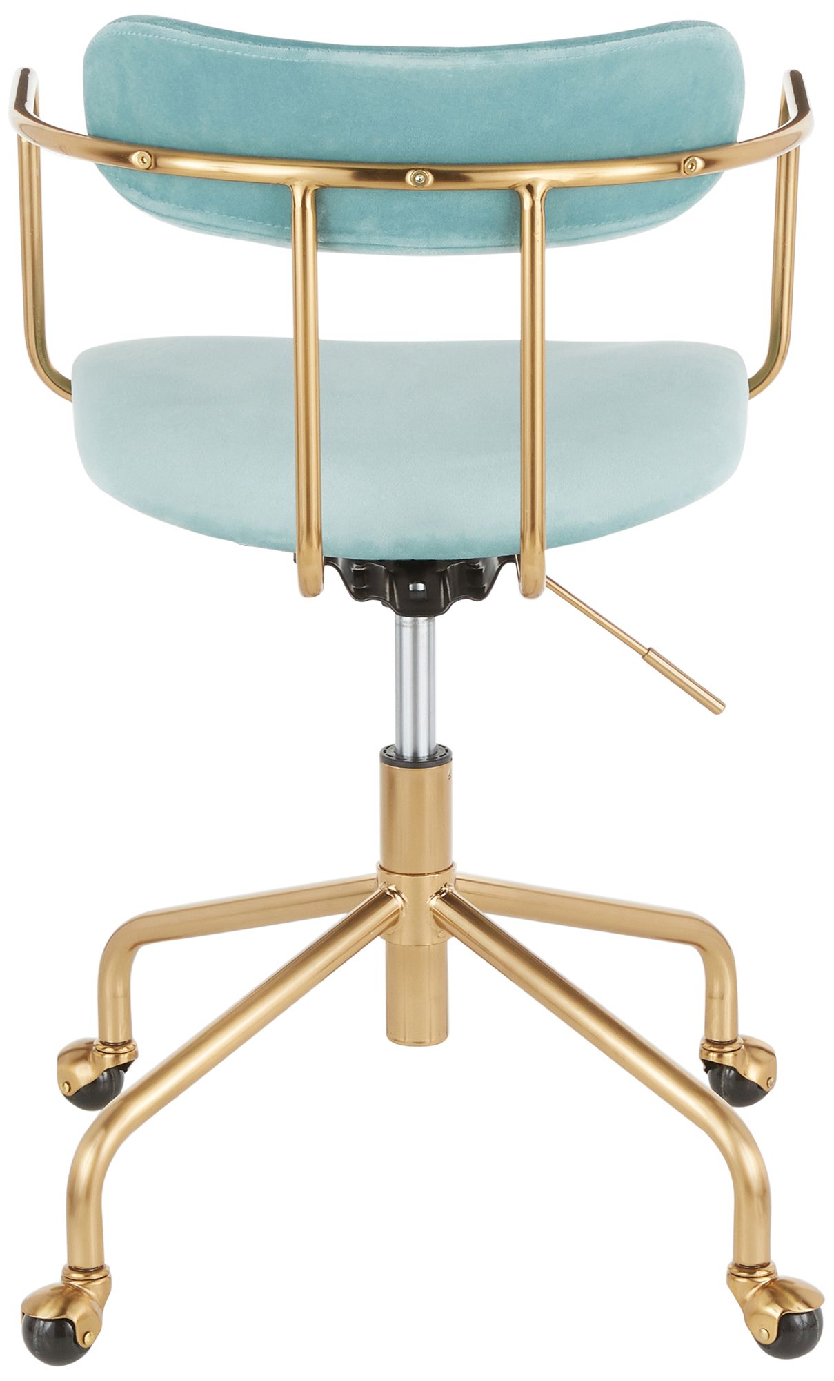 Demi Light Blue Velvet Fabric Adjustable Swivel Office Chair