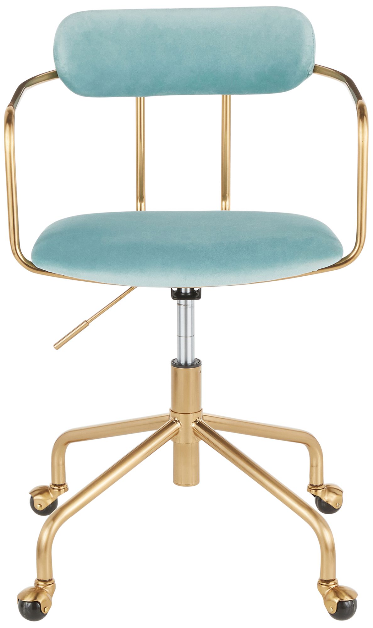 Demi Light Blue Velvet Fabric Adjustable Swivel Office Chair