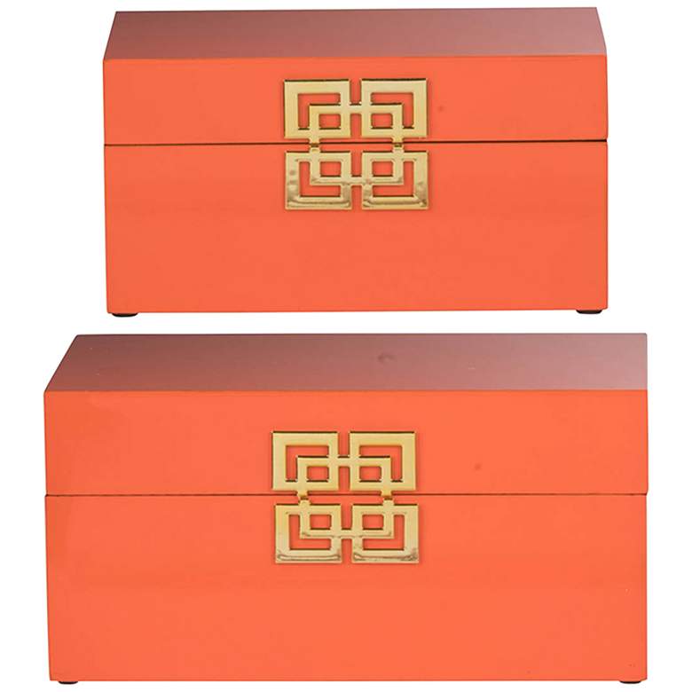 Image 1 Demi Orange Rectangular Decorative Boxes Set of 2