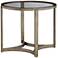 Demilune Smoked Glass and Antique Pewter Oval End Table