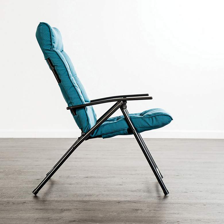 Image 3 Demis Teal Glass Top 3-Piece Reclining Conversation Set more views