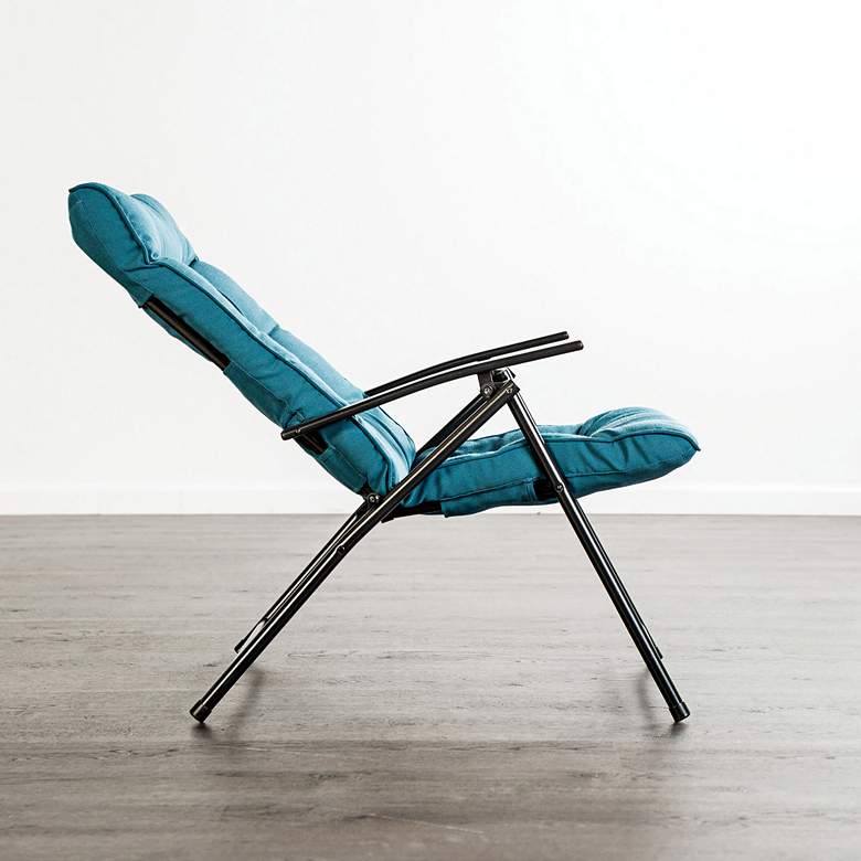 Image 4 Demis Teal Glass Top 3-Piece Reclining Conversation Set more views