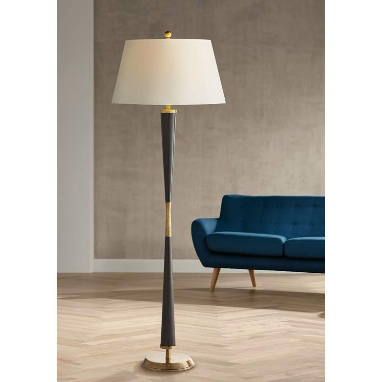 Dempsey Bronze and Vintage Brass Hourglass Floor Lamp
