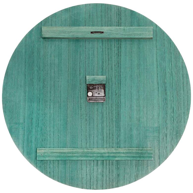 Image 5 Dempsey Dark Aqua Wash Wood 23" Round Wall Clock more views
