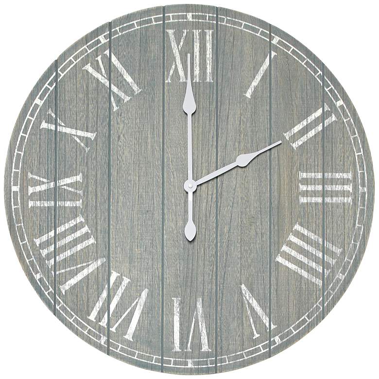 Image 2 Dempsey Dark Gray Wash Wood 23" Battery Powered Rustic Wall Clock