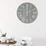 Dempsey Dark Gray Wash Wood 23" Battery Powered Rustic Wall Clock