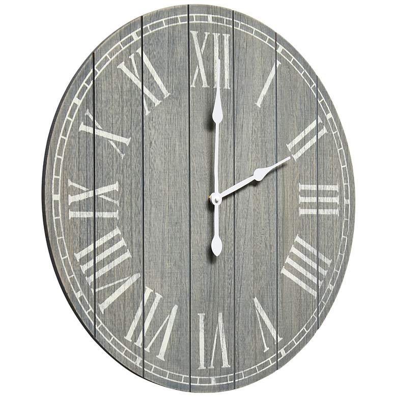 Image 6 Dempsey Dark Gray Wash Wood 23" Battery Powered Rustic Wall Clock more views