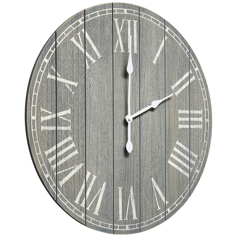 Image 6 Dempsey Dark Gray Wash Wood 23 inch Battery Powered Rustic Wall Clock more views