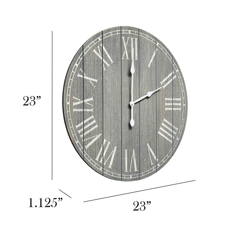Image 7 Dempsey Dark Gray Wash Wood 23" Battery Powered Rustic Wall Clock more views
