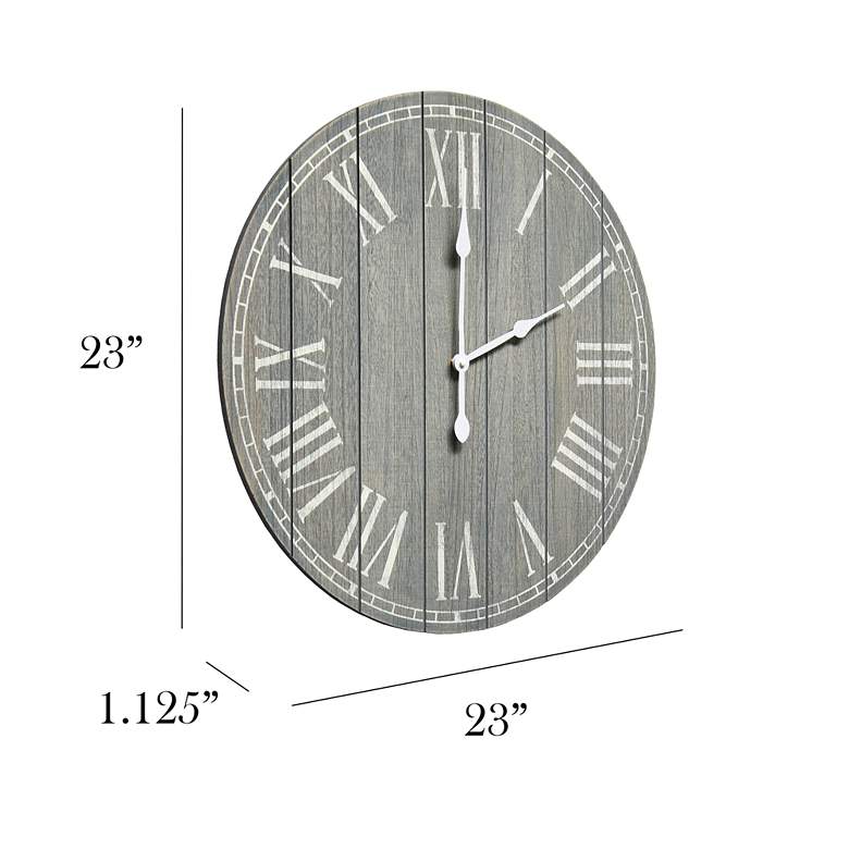 Image 7 Dempsey Dark Gray Wash Wood 23 inch Battery Powered Rustic Wall Clock more views