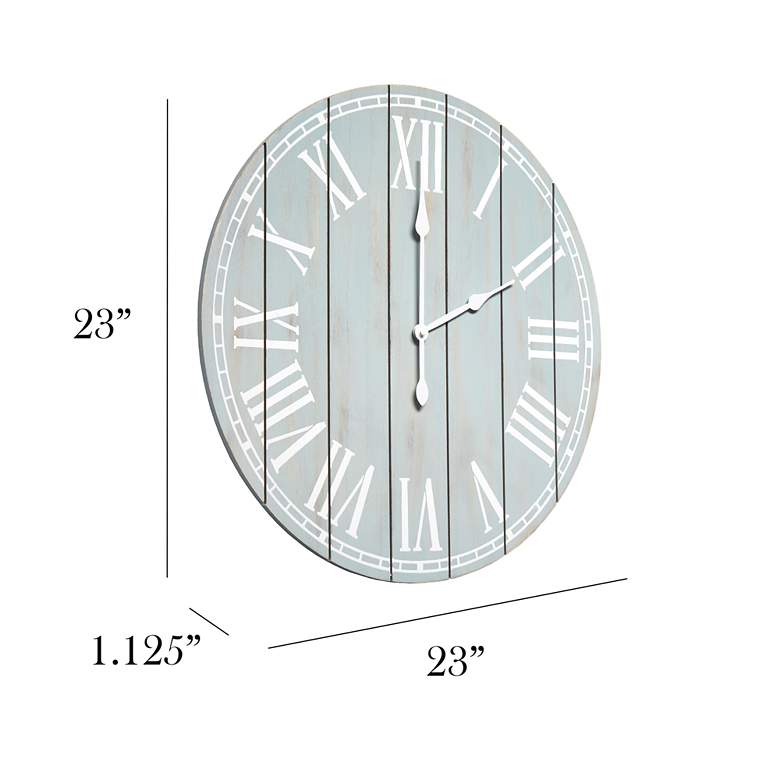 Image 7 Dempsey Light Aqua Wash Wood 23" Round Wall Clock more views