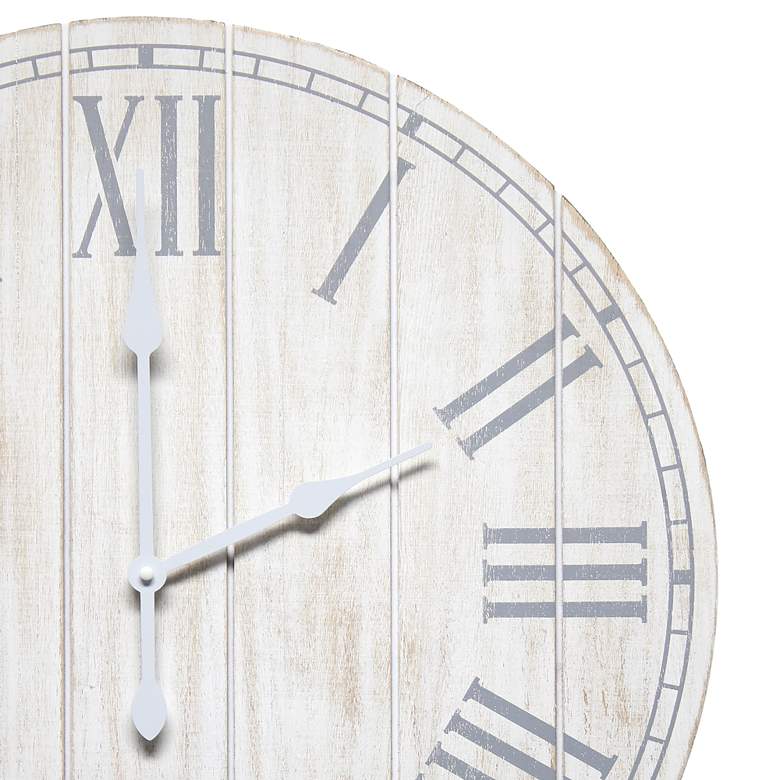 Image 3 Dempsey White Wash Wood 23 inch Round Wall Clock more views