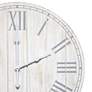 Dempsey White Wash Wood 23" Round Wall Clock