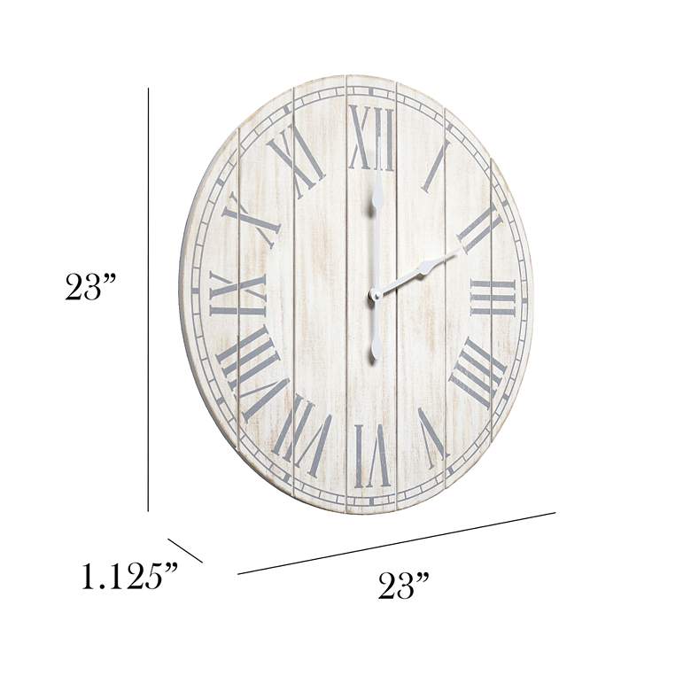 Image 7 Dempsey White Wash Wood 23 inch Round Wall Clock more views
