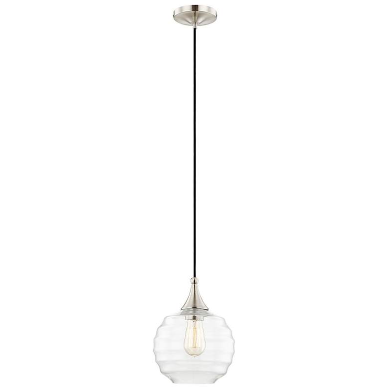 Image 2 Dena 8 3/4" Wide Brushed Nickel Mini Pendant w/ Ribbed Glass