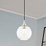 1_Dena 8 3/4" Wide Brushed Nickel Mini Pendant w/ Ribbed Glass