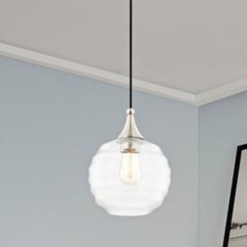 Dena 8 3/4" Wide Brushed Nickel Mini Pendant w/ Ribbed Glass Dena 8 3/4" Wide Brushed Nickel Mini Pendant w/ Ribbed Glass