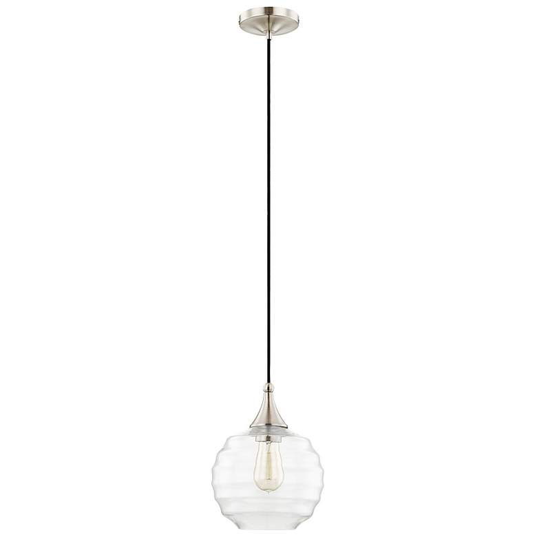 Image 3 Dena 8 3/4" Wide Brushed Nickel Mini Pendant w/ Ribbed Glass more views