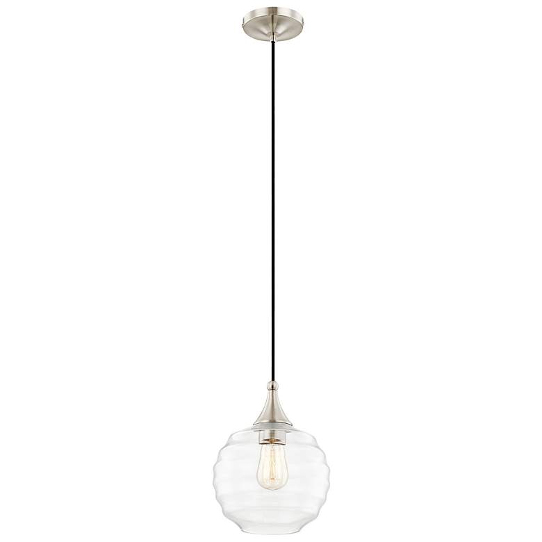 Image 4 Dena 8 3/4" Wide Brushed Nickel Mini Pendant w/ Ribbed Glass more views